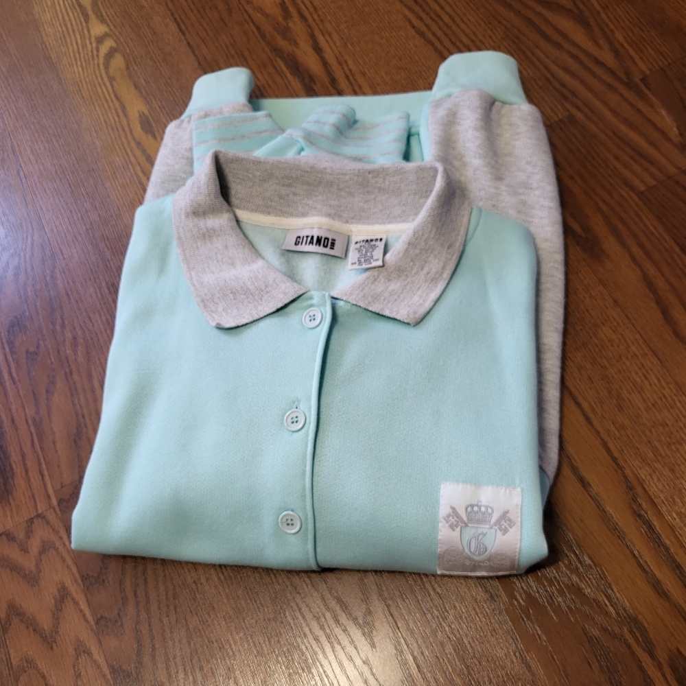 AWESOME 1980's GITANO Pullover Sweater Light Blue & Gray Size XL - Picture 4 of 10